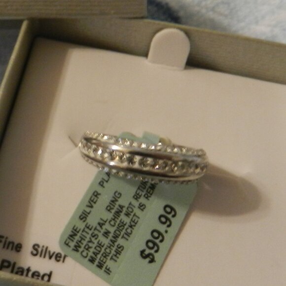 Engagement Ring Fine Silver Plated Triple White Paved Crystal's RingNEW 🆕📦🏃🚚 - Picture 7 of 15